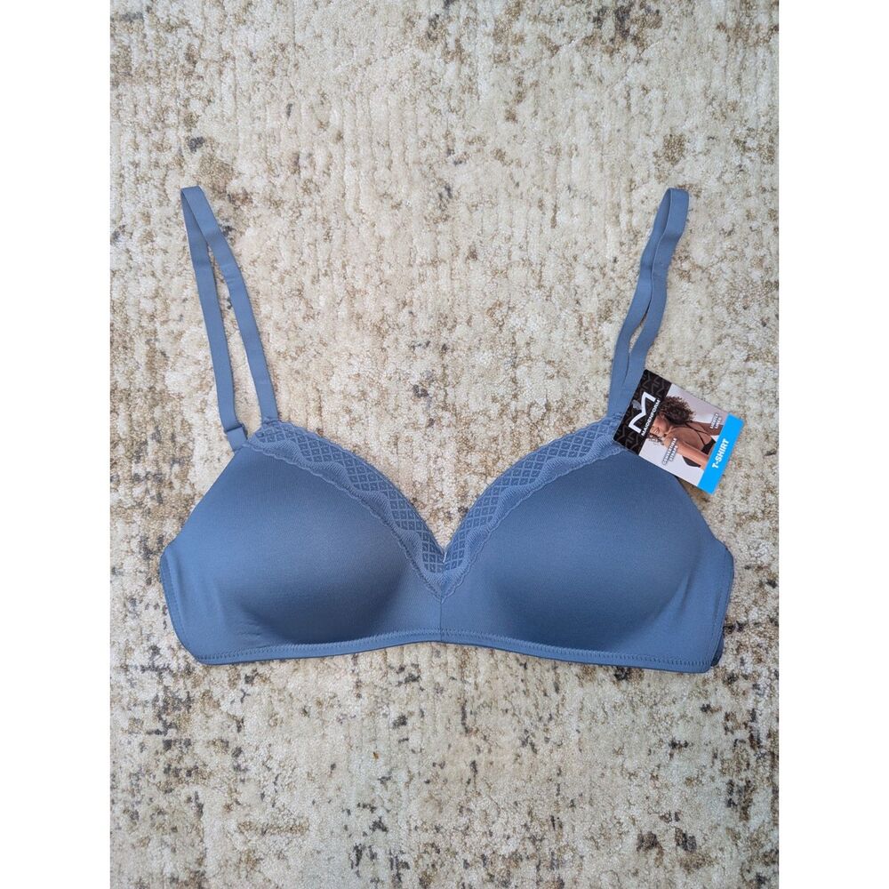 Maidenform Wireless T-Shirt Bra with Convertible Straps in Dusty Blue Size 36C